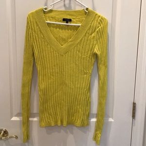 Express Stretchy Yellow V-neck sweater